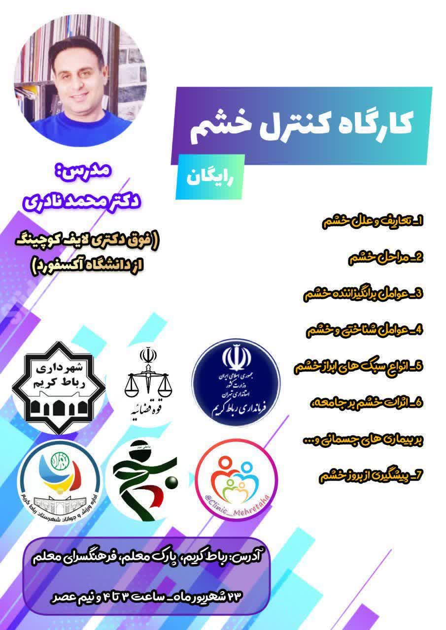 مهدی فرمانی : برگزاری دوره‌ و کارگاه آموزشی کنترل خشم